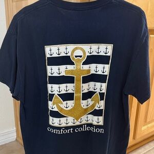 Navy T-Shirt with Gold Anchor Design